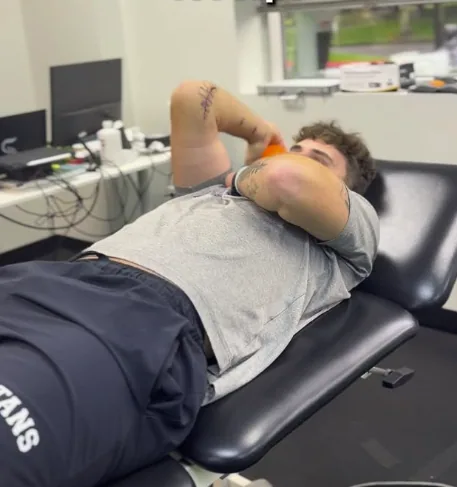 Baseball athlete beginning rehabilitation shortly after Tommy John surgery